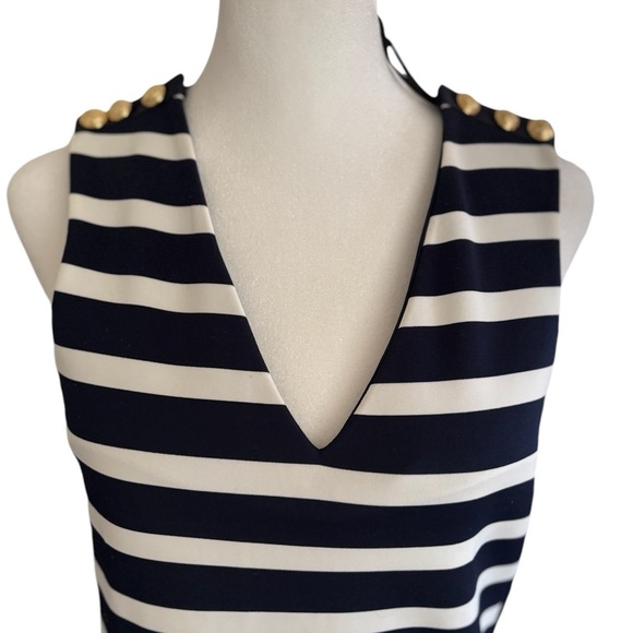 Zara Navy & White Striped Nautical Sam Sleeveless Dress Size XS Summer Dress - Picture 2 of 9